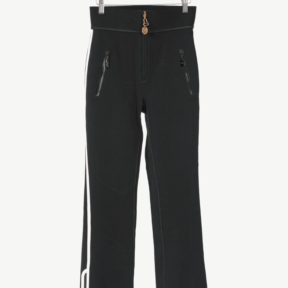 Louis Vuitton Black Stretch Piped Flared Pants
